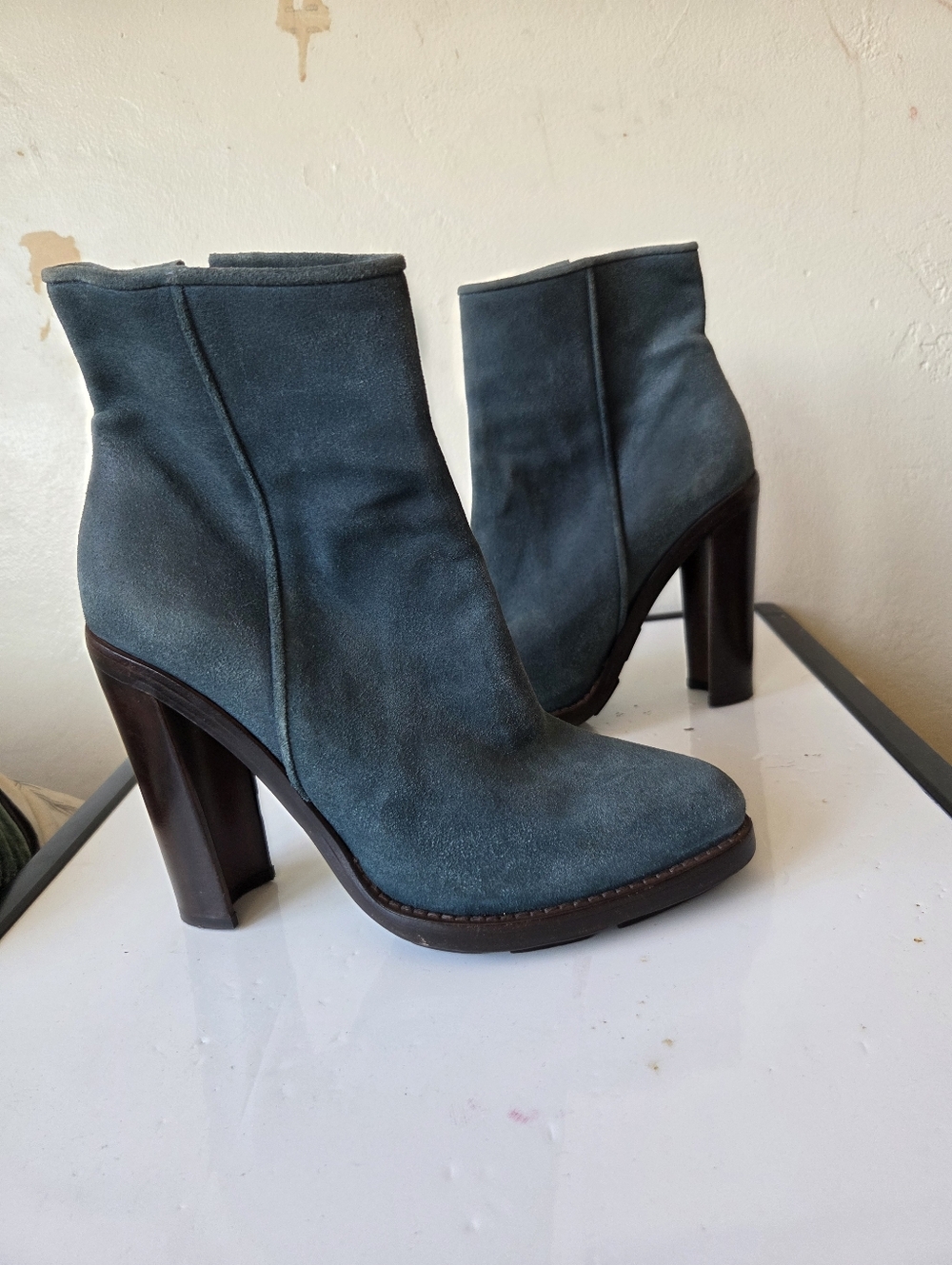 Rag & Bone Women’s Teal Suede High Heel Plattform Ankle Boots Size 10